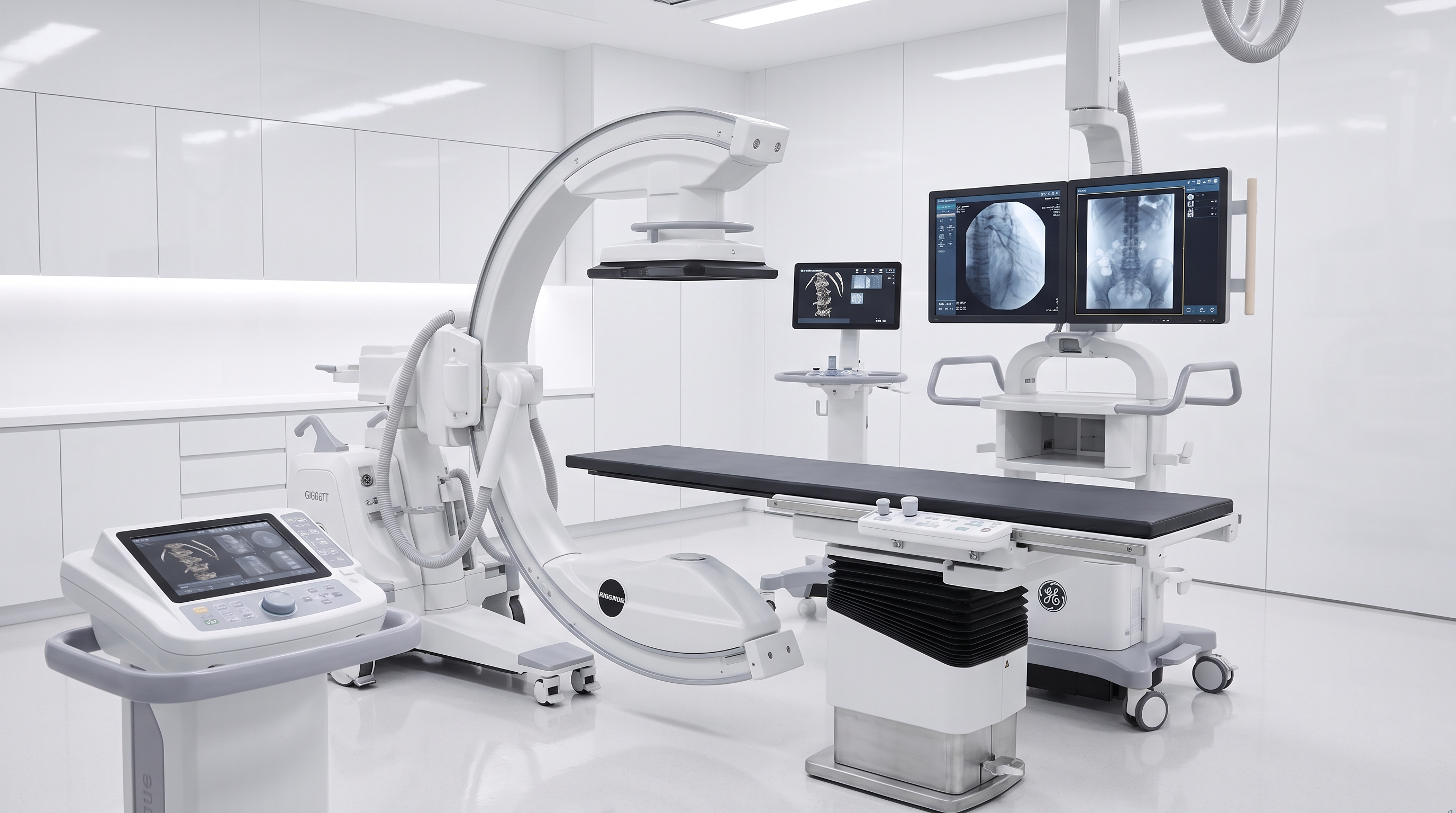 Interventional radiology team in a modern clinic